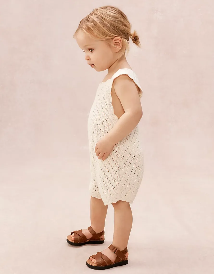 Organic Cotton Crochet Frill Romper (0–2yrs)