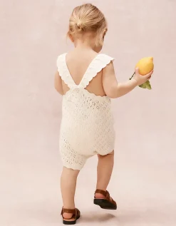 Organic Cotton Crochet Frill Romper (0–2yrs)