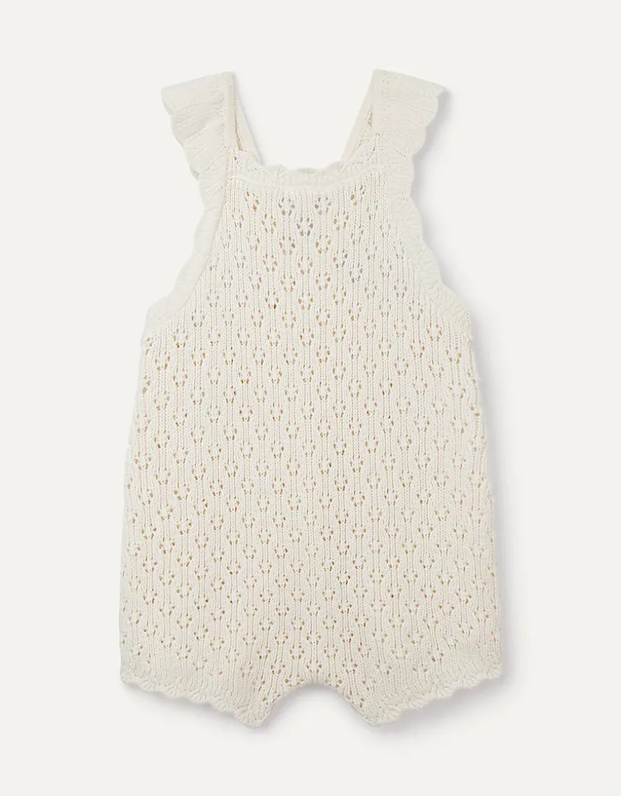 Organic Cotton Crochet Frill Romper (0–2yrs)