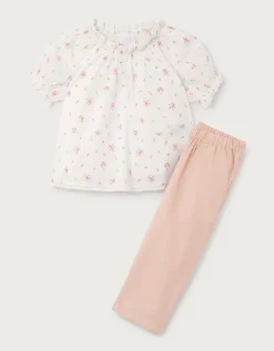 Organic Cotton Delphie Floral Blouse & Cord Trousers Set (0–4yrs)