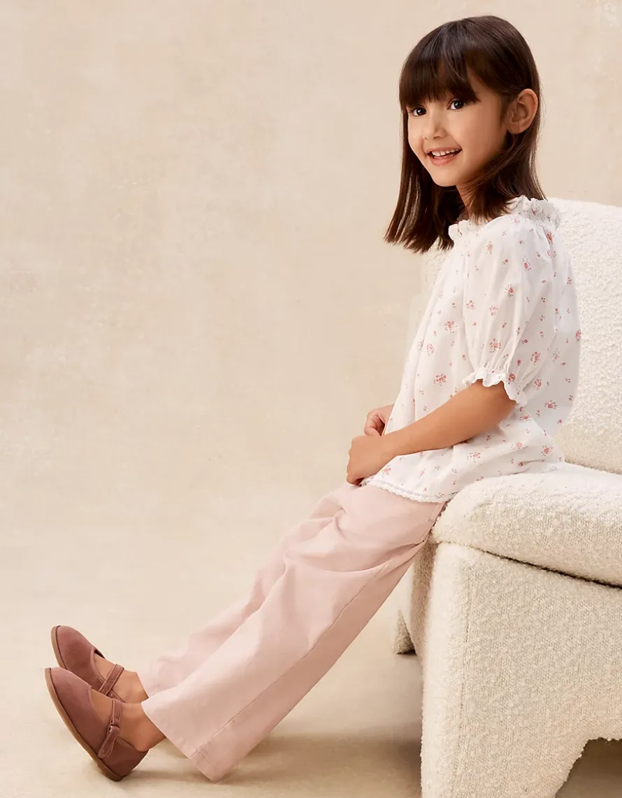 Organic Cotton Delphie Floral Blouse & Cord Trousers Set (0–4yrs)