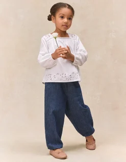 Organic Cotton Embroidered Blouse & Trousers Set (0–4yrs)