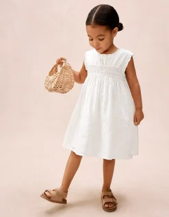 Organic Cotton Hand Smocked Dot Sleeveless Dress (0–4yrs)