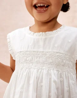 Organic Cotton Hand Smocked Dot Sleeveless Dress (0–4yrs)