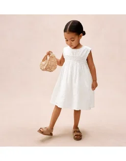 Organic Cotton Hand Smocked Dot Sleeveless Dress (0–4yrs)