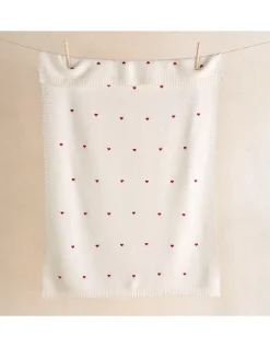 Organic Cotton Heart Embroidered Blanket
