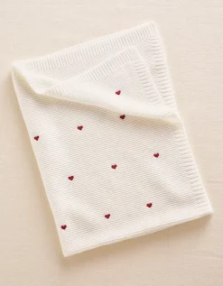 Organic Cotton Heart Embroidered Blanket