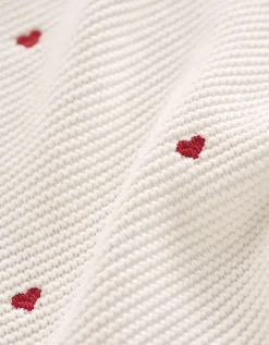 Organic Cotton Heart Embroidered Blanket