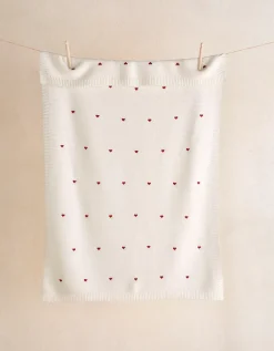 Organic Cotton Heart Embroidered Blanket