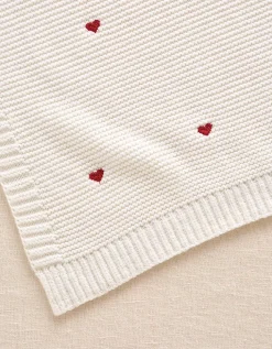 Organic Cotton Heart Embroidered Blanket