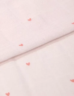 Organic Cotton Heart Embroidered Muslins – Set of 2