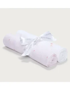 Organic Cotton Heart Embroidered Muslins – Set of 2