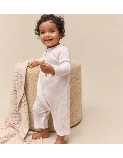 Organic Cotton Heart Pointelle Frill Collar Sleepsuit (0–24mths)