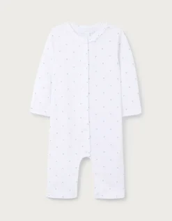 Organic Cotton Heart Pointelle Frill Collar Sleepsuit (0–24mths)
