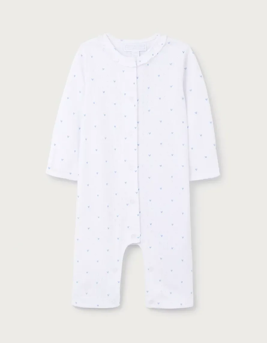 Organic Cotton Heart Pointelle Frill Collar Sleepsuit (0–24mths)