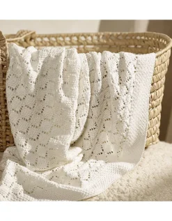 Organic Cotton Heirloom White Baby Blanket