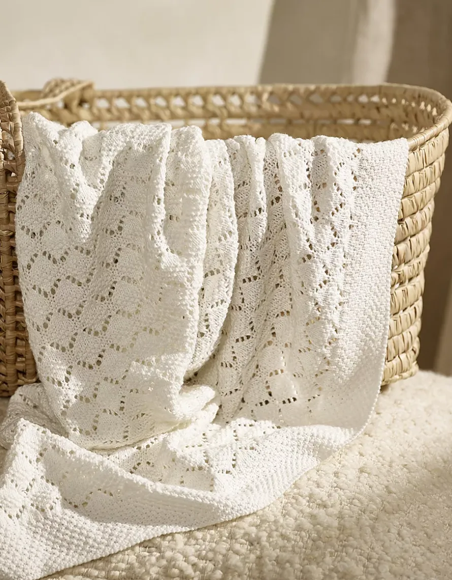 Organic Cotton Heirloom White Baby Blanket