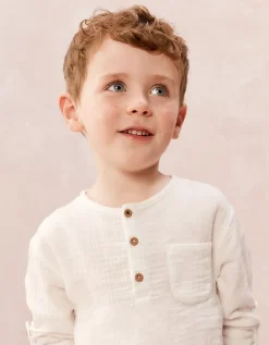 Organic Cotton Henley Top & Stripe Trousers Set (0–4yrs)