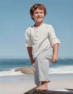 Organic Cotton Henley Top & Stripe Trousers Set (0–4yrs)