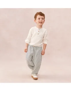 Organic Cotton Henley Top & Stripe Trousers Set (0–4yrs)