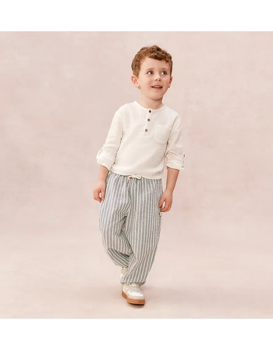 Organic Cotton Henley Top & Stripe Trousers Set (0–4yrs)