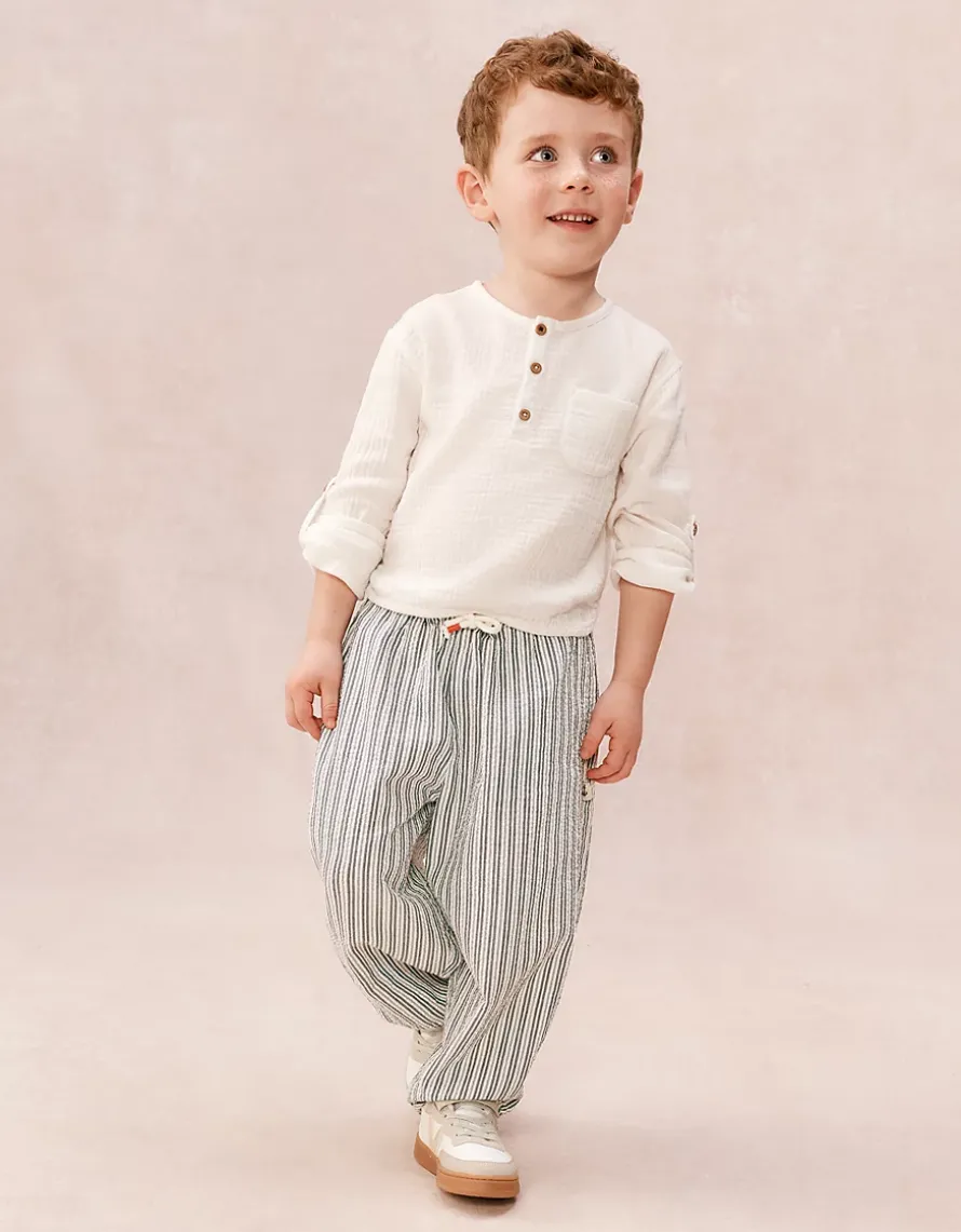 Organic Cotton Henley Top & Stripe Trousers Set (0–4yrs)
