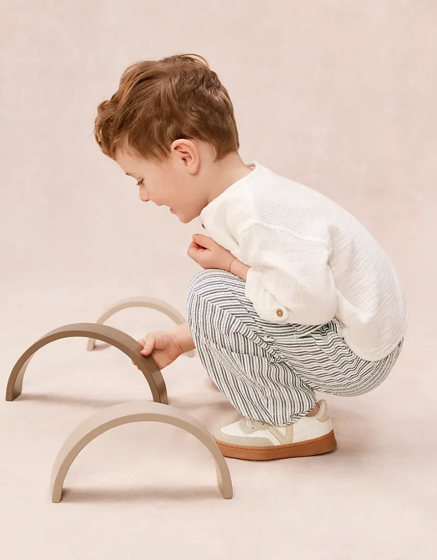 Organic Cotton Henley Top & Stripe Trousers Set (0–4yrs)