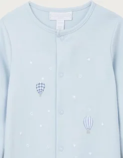 Organic Cotton Hot Air Balloon Embroidered Sleepsuit (0–24mths)