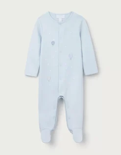 Organic Cotton Hot Air Balloon Embroidered Sleepsuit (0–24mths)