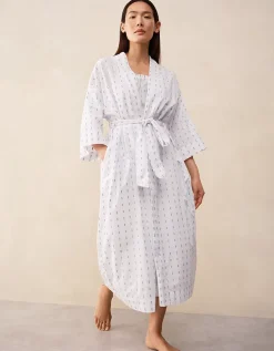 Organic Cotton Jacquard Detail Midi Robe