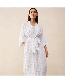 Organic Cotton Jacquard Detail Midi Robe