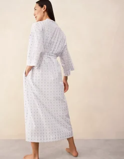 Organic Cotton Jacquard Detail Midi Robe