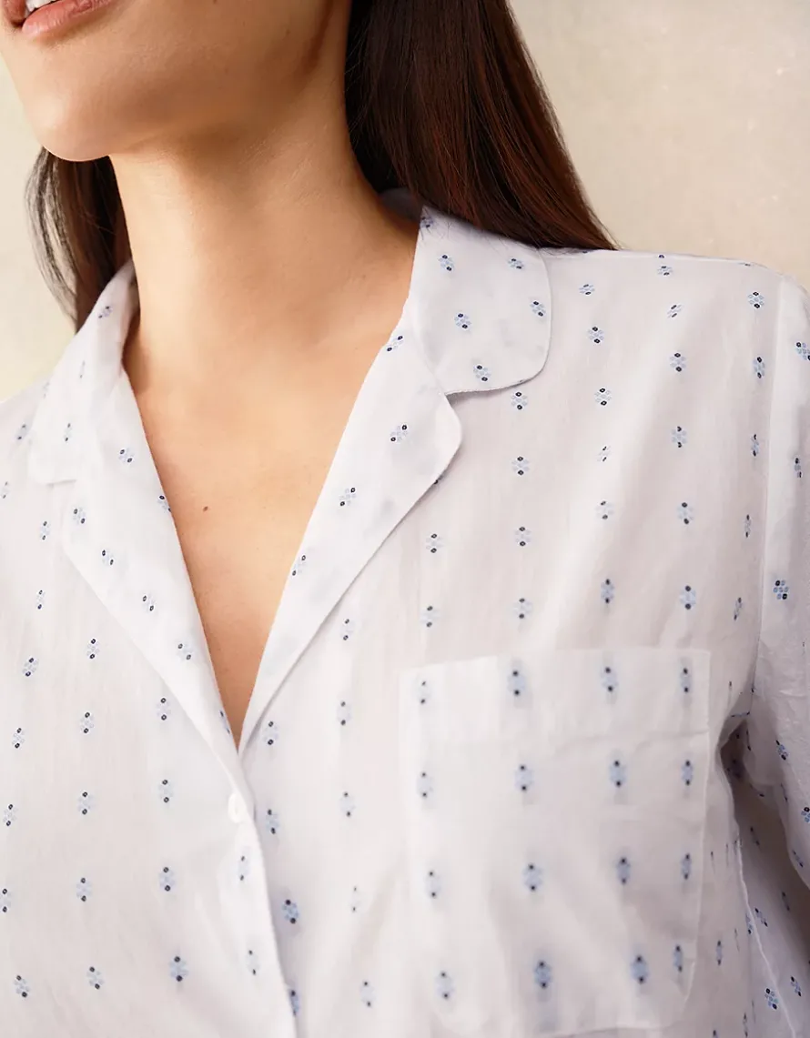 Organic Cotton Jacquard Detail Classic Pyjama Set