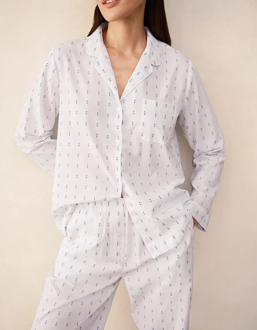 Organic Cotton Jacquard Detail Classic Pyjama Set