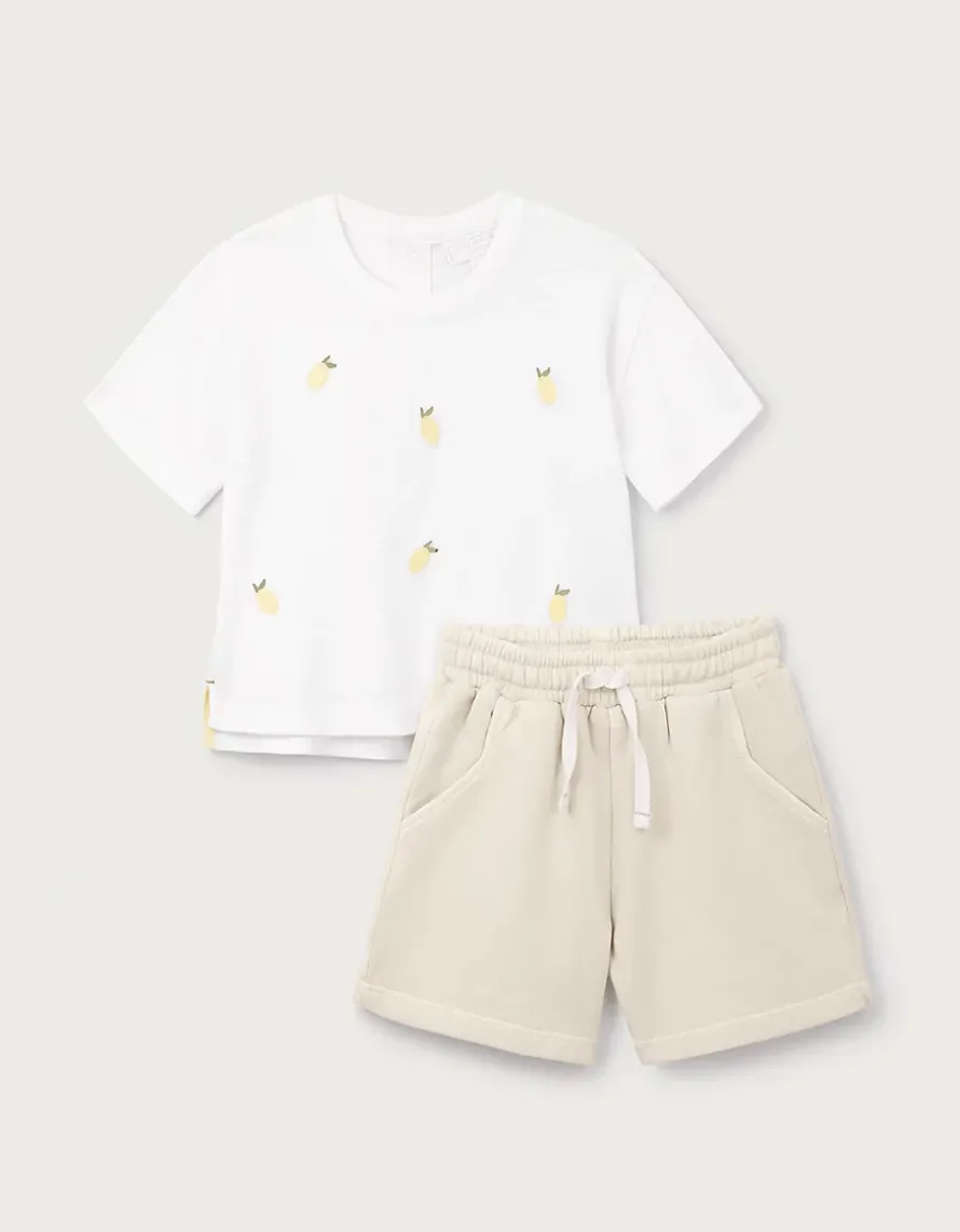Organic Cotton Lemon T-Shirt & Shorts Set (0–4yrs)