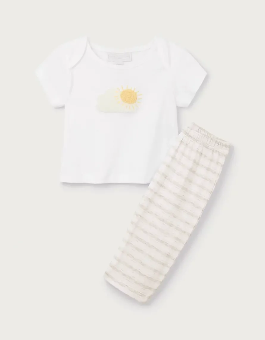 Organic Cotton Little Sunshine Embroidered Pyjamas (0–2yrs)