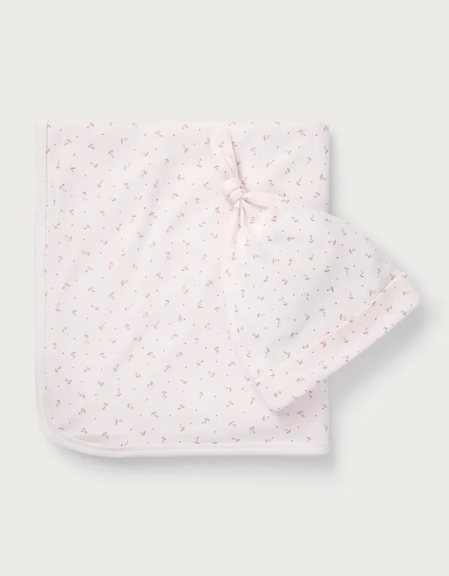 Organic Cotton Megan Floral Reversible Blanket & Hat Set (0–12mths)
