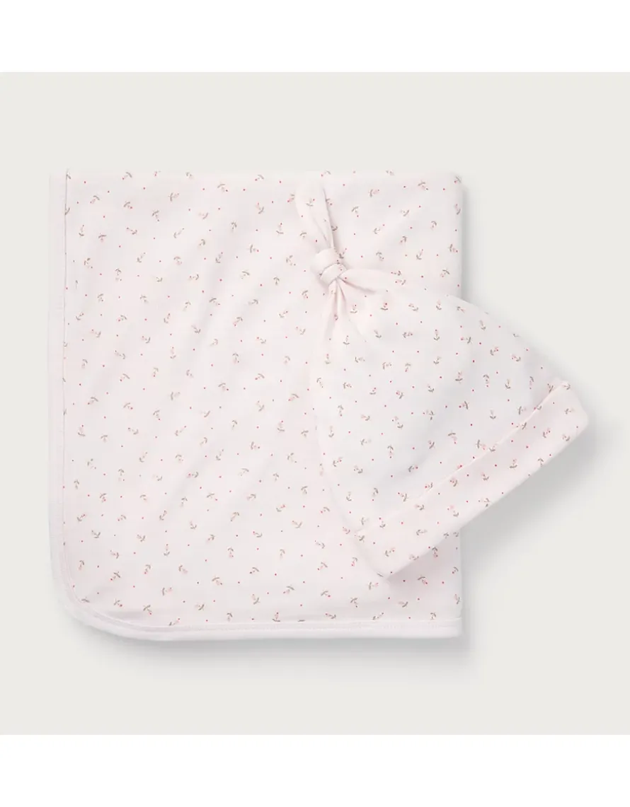 Organic Cotton Megan Floral Reversible Blanket & Hat Set (0–12mths)