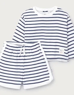 Organic Cotton Navy Stripe Little Surfer Top & Shorts Set (0–4yrs)