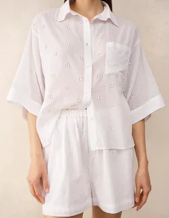 Organic Cotton Oversized Broderie Pyjama Set