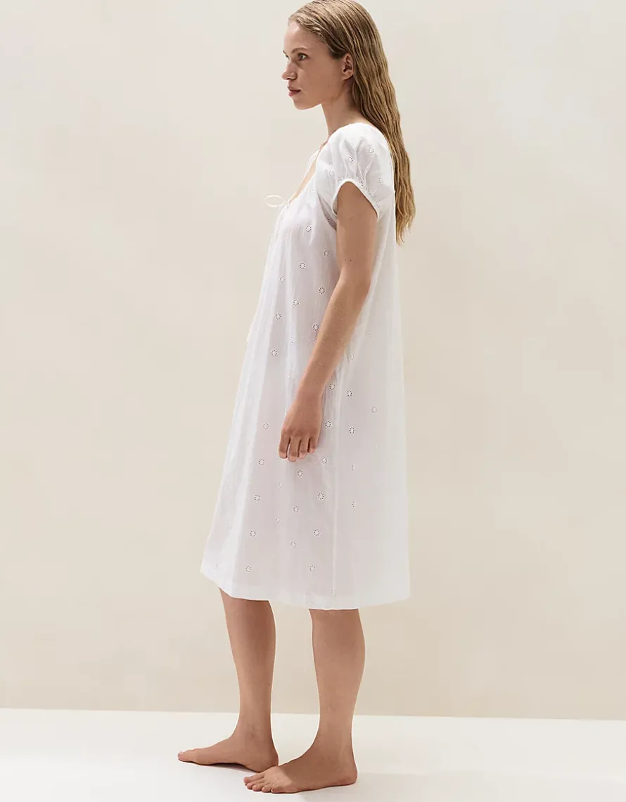 Organic Cotton Oversized Broderie Nightie