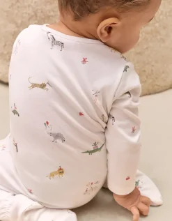 Organic Cotton Party Animal Print Wrap Sleepsuit (0–24mths)