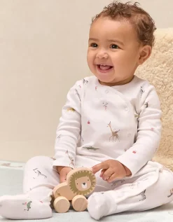 Organic Cotton Party Animal Print Wrap Sleepsuit (0–24mths)