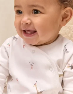 Organic Cotton Party Animal Print Wrap Sleepsuit (0–24mths)