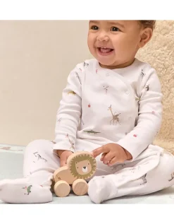 Organic Cotton Party Animal Print Wrap Sleepsuit (0–24mths)