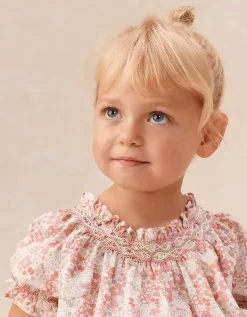 Organic Cotton Petunia Florals Hand Smocked Dress (0–4yrs)