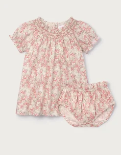 Organic Cotton Petunia Florals Hand Smocked Dress (0–4yrs)