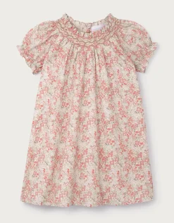 Organic Cotton Petunia Florals Hand Smocked Dress (0–4yrs)