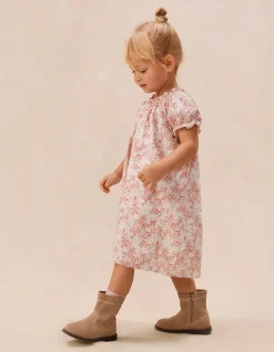 Organic Cotton Petunia Florals Hand Smocked Dress (0–4yrs)