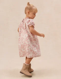 Organic Cotton Petunia Florals Hand Smocked Dress (0–4yrs)